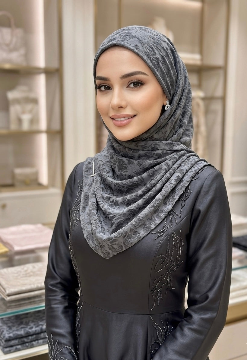 شال شيفون حرير مجكر