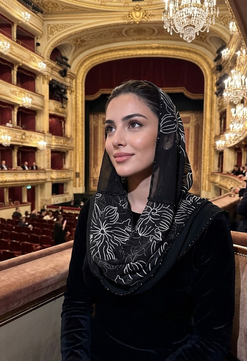 شال شيفون مع الماس