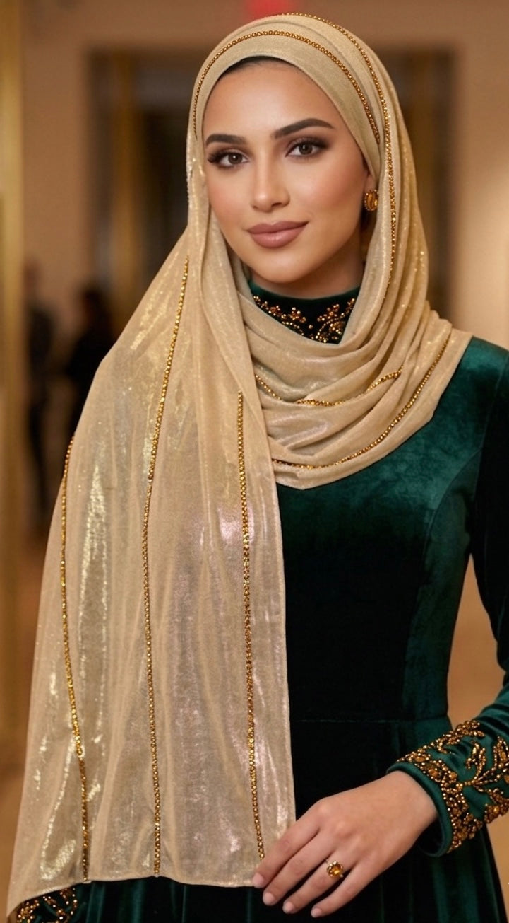 شال شيفون مزين بالالماس