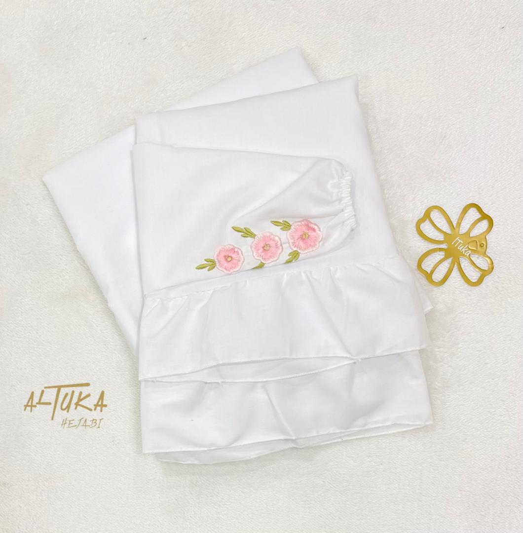 Flower damascus طقم صلاة قماشة تترون عملية ومابتحتاج كوي مع كم مطرز ورد ناعم