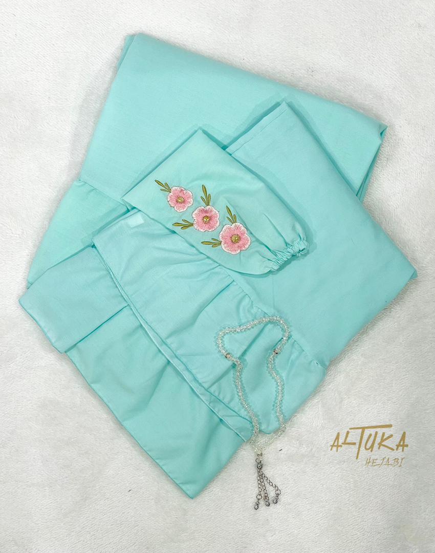 Flower damascus طقم صلاة قماشة تترون عملية ومابتحتاج كوي مع كم مطرز ورد ناعم