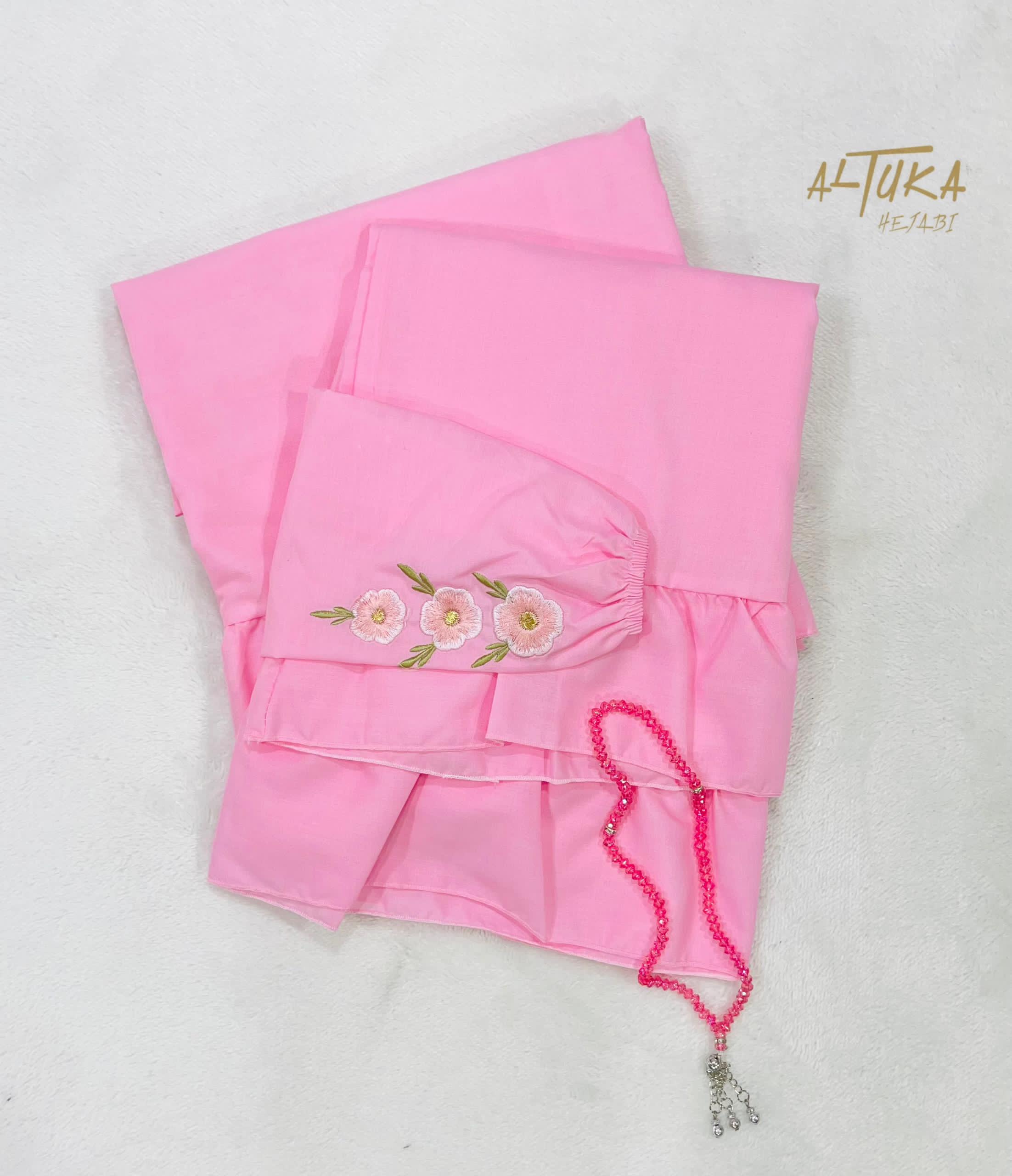 Flower damascus طقم صلاة قماشة تترون عملية ومابتحتاج كوي مع كم مطرز ورد ناعم