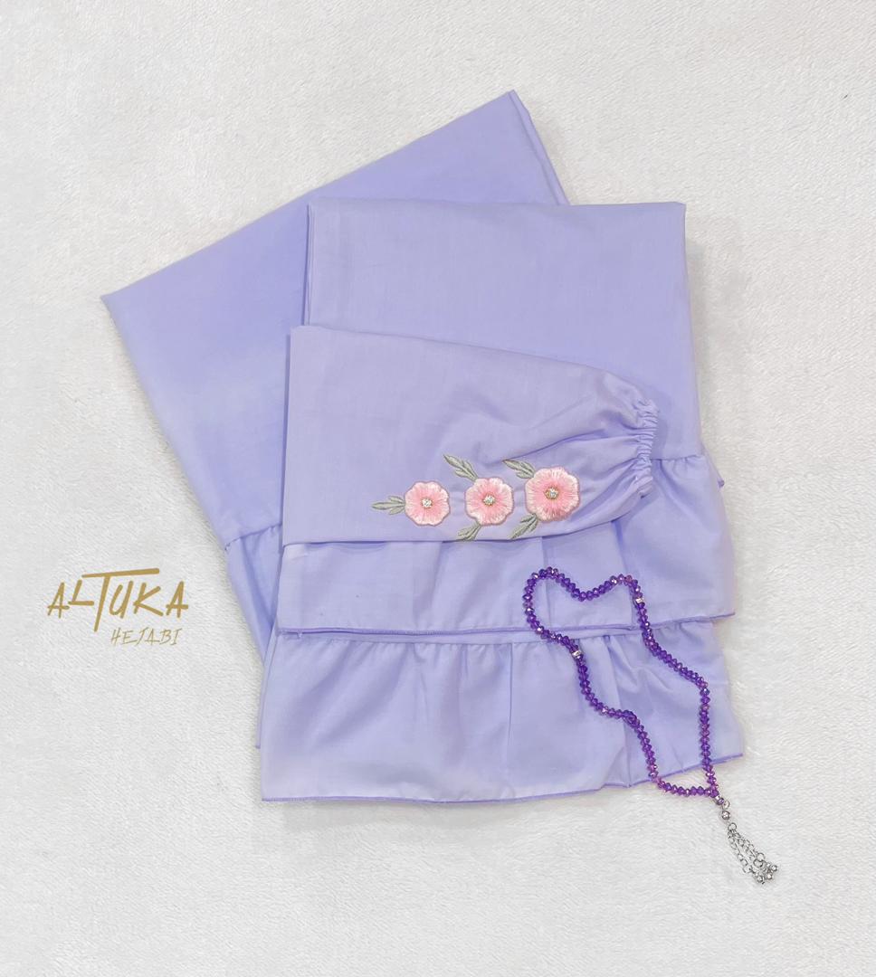 Flower damascus طقم صلاة قماشة تترون عملية ومابتحتاج كوي مع كم مطرز ورد ناعم